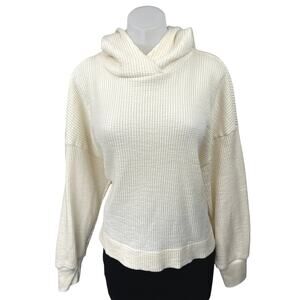 Gap Cream Waffle Knit Hoodie Hooded Long Sleeve Sweatshirt Sweater Top Size XL